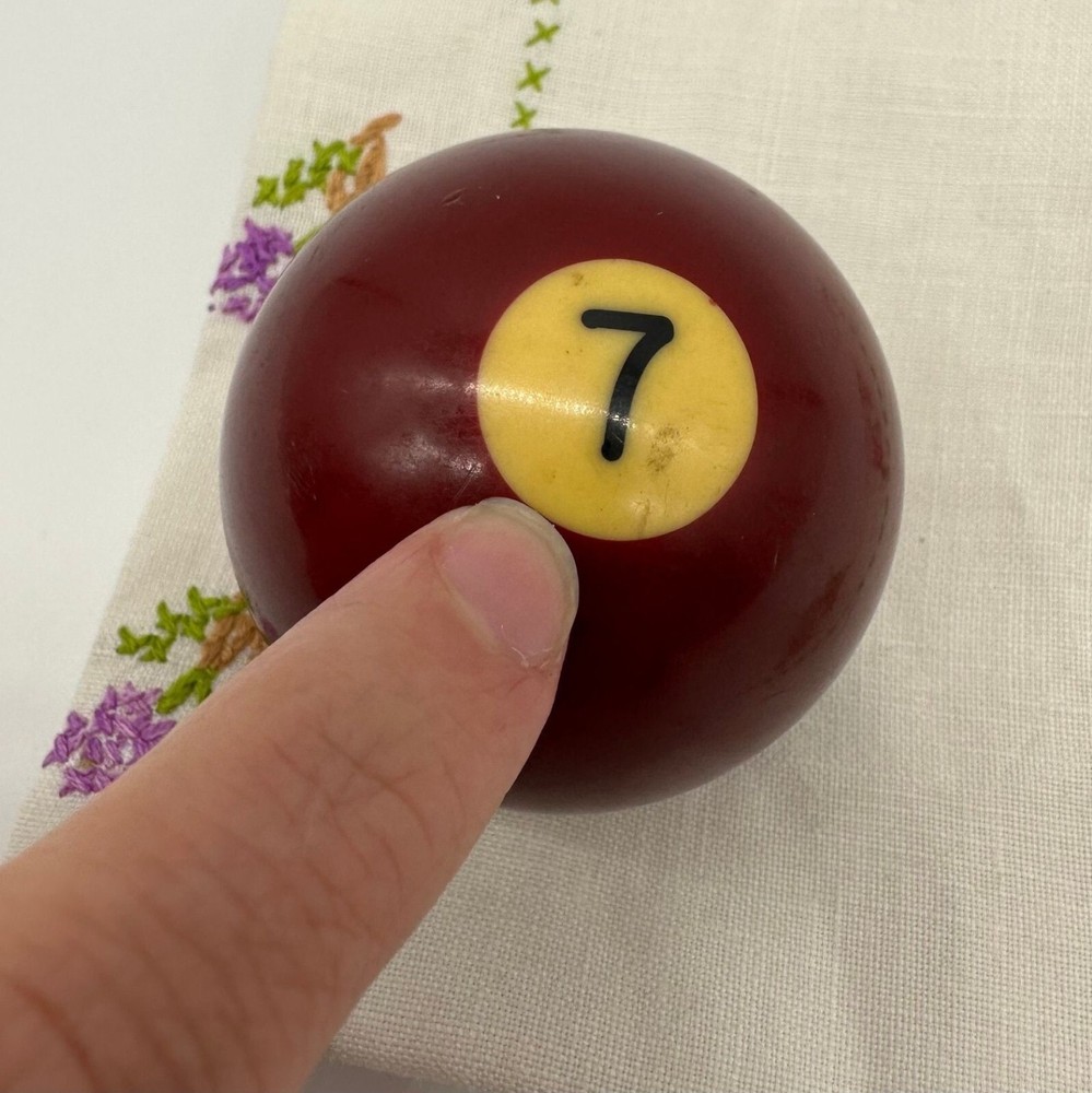 Vintage Billiard Ball Pool 7 Solid Red Replacement Table Game Man Cave Decor