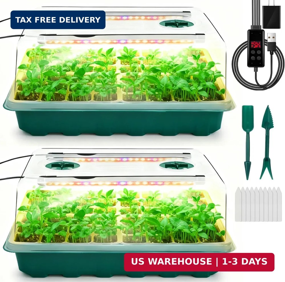Seed Starter Tray with Grow Light, 96-Cell Seed Starter Kit, Seedling Starter Tr