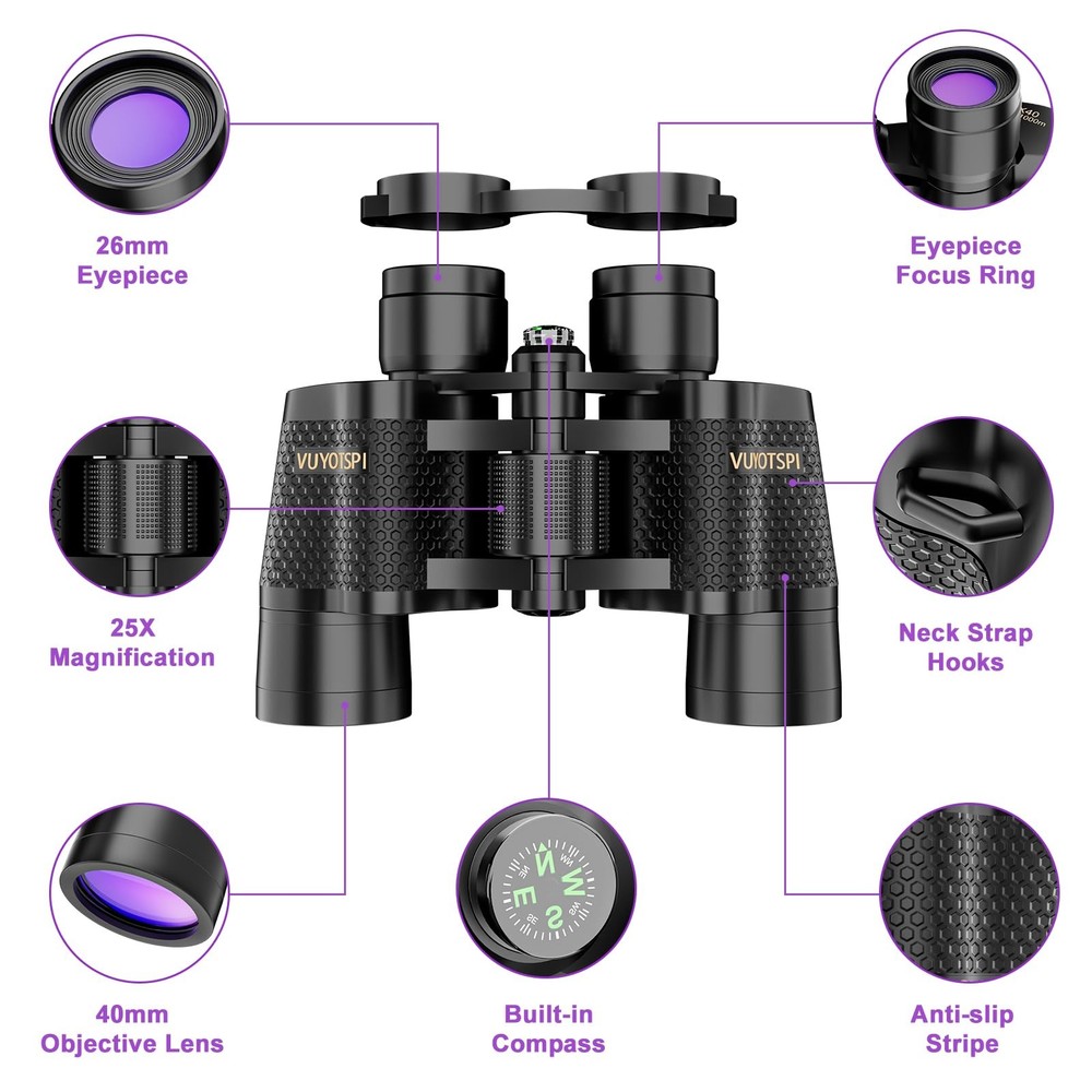 25x40 Binoculars for Adults High Powered with Compass, Compact HD Waterproof ...