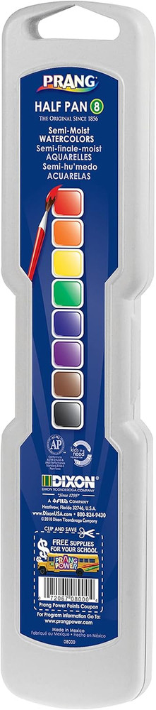 PROFESSIONAL WATERCOLORS, 8 ASSORTED COLORS, RECTANGULAR PAN PALETTE TRAY