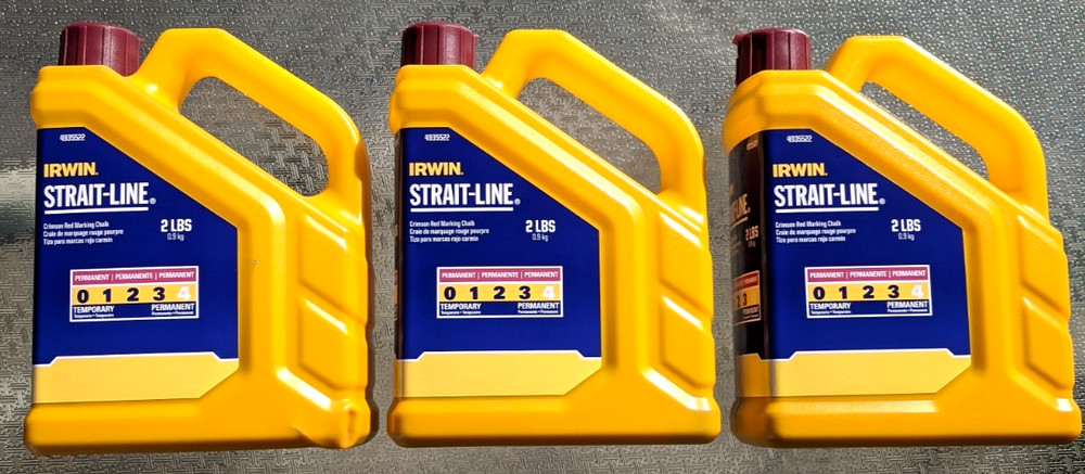 3 PK Irwin Tools Irwin Strait-line 4935522 Permanent Staining Marking Chalk 2LBS