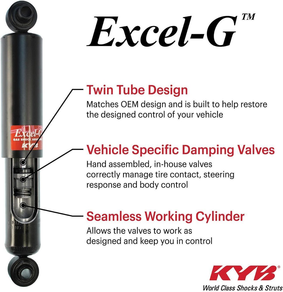 KYB 349105 Excel-G Gas Shock, Black, Silver
