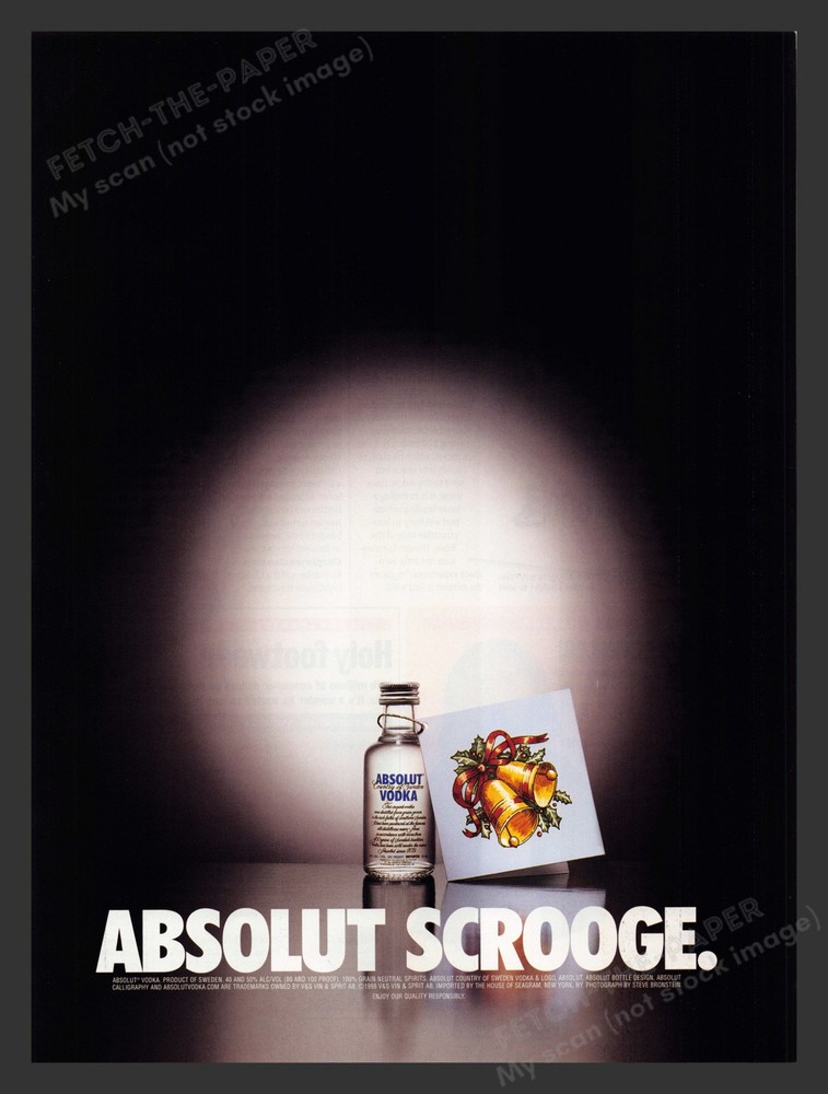 Absolut Scrooge Alcohol 2000 Print Advertisement Ad