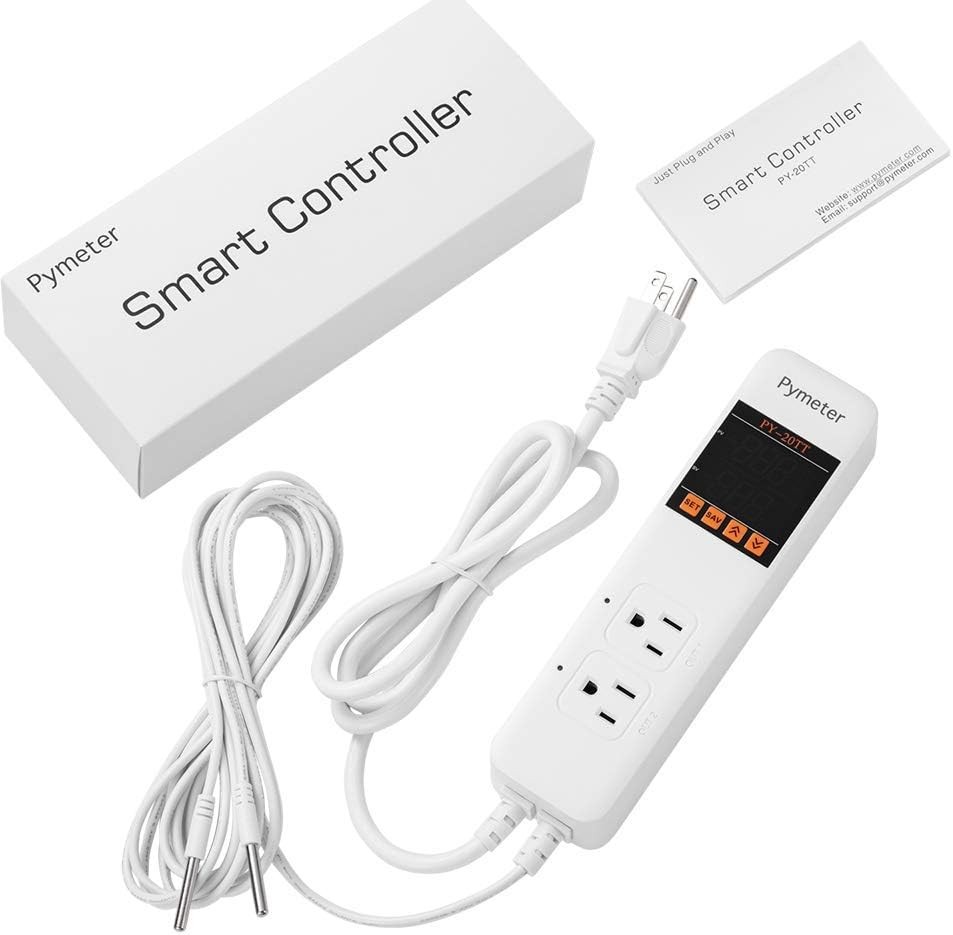 Digital Temperature Controller Dual Probe Reptile Thermostat Controlled White