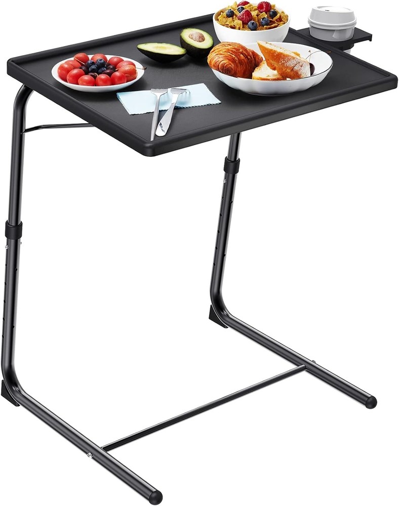 HUANUO Adjustable TV Tray Table - Dinner on Bed & Sofa, 1 pack, Black