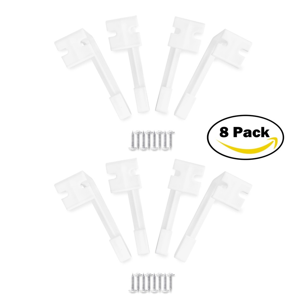 RV Designer Like White Plastic Side Curtain Drapery Hold Down Bracket - 8 Pack