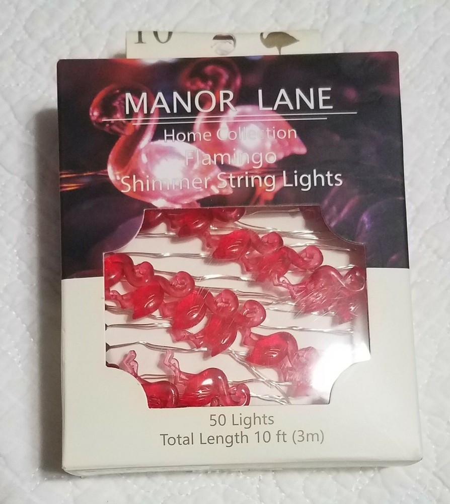 Flamingo Shimmer String Lights Mini Battery Operated 50 Lights 10 ft