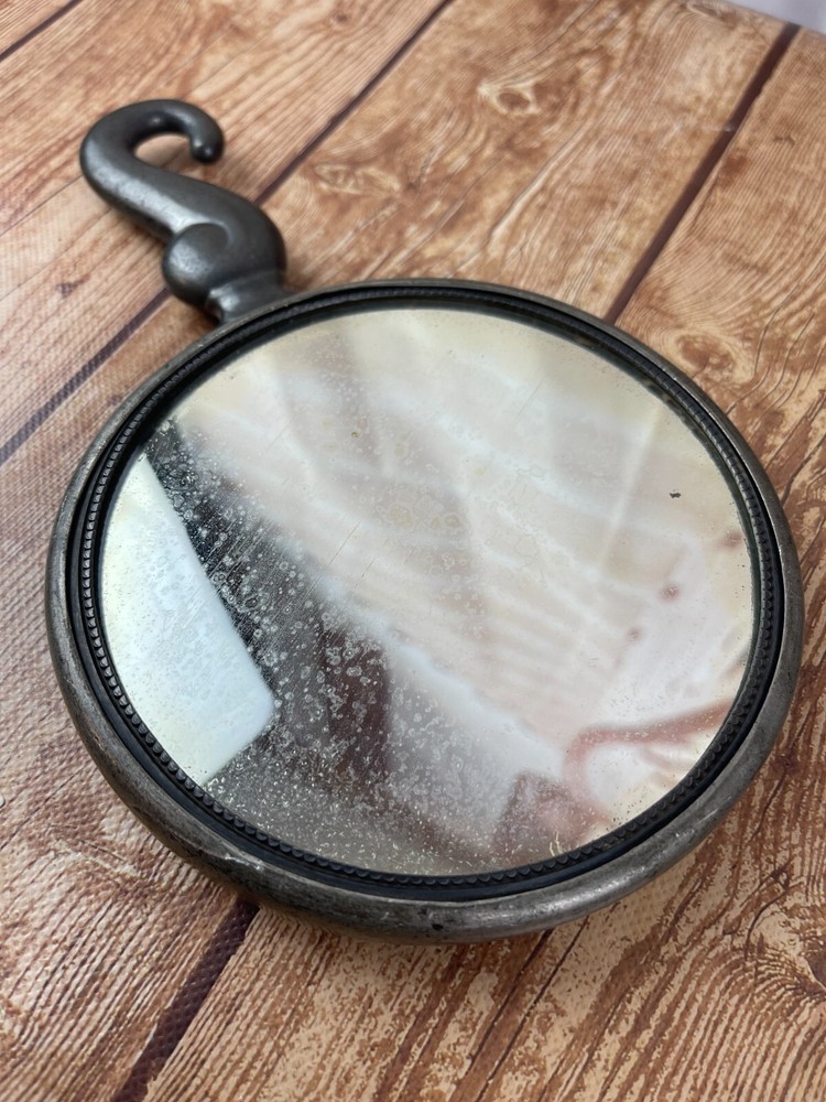 VIctorian hand mirror vintage grey 9 inches