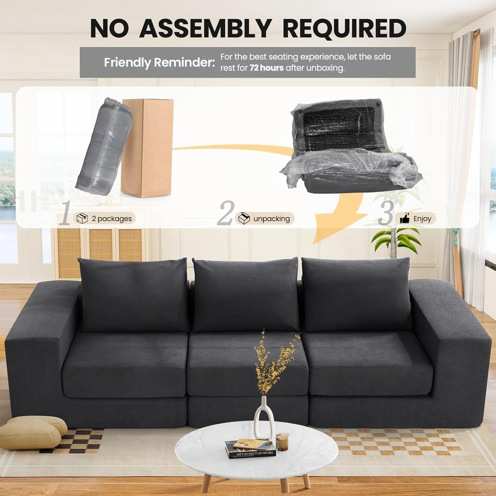 110" Modular Sectional Sofa Couches with Deep Seat, L Shaped Memory Foam Cloud