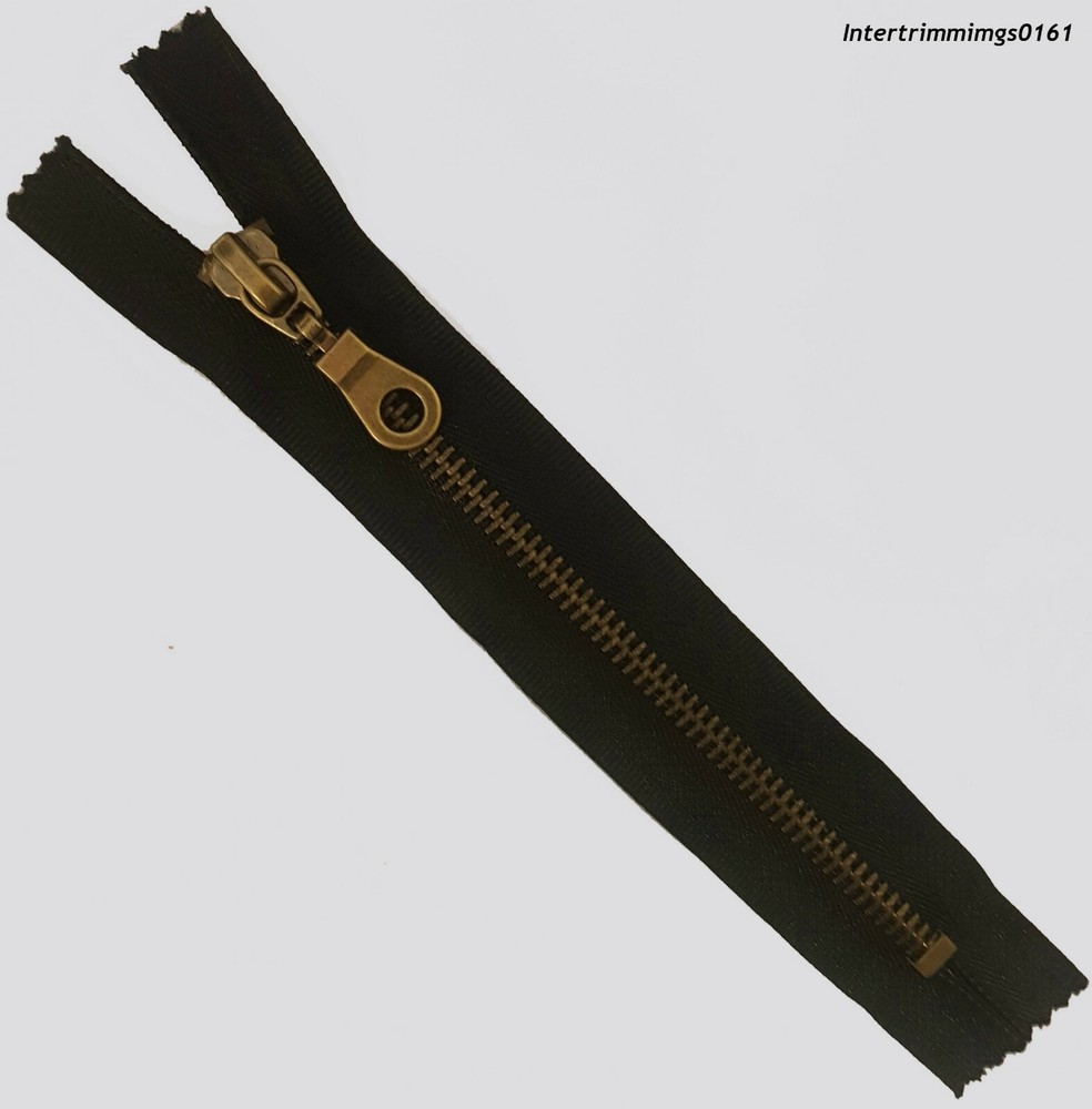 ZIP, BLACK, ANTIQUE BRASS TEETH, 6"/15CM, CLOSED END, NO 5