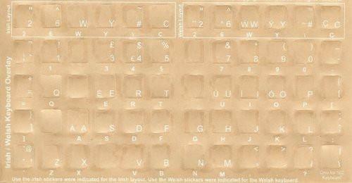 Irish Keyboard Stickers w/ Reverse Print White Letters