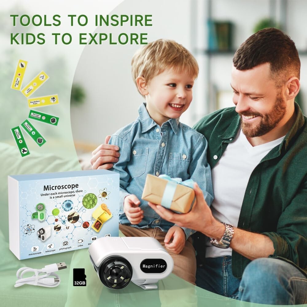 [3-in-1] 1000X Handheld Portable Microscope with 2" LCD Screen