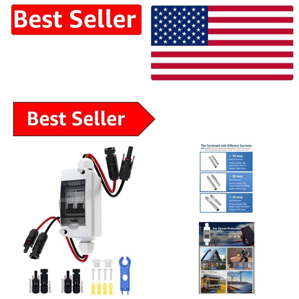 Compact 30 Amp Disconnect Switch with Protective Cover - Ideal for Solar Systems