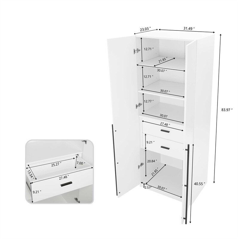 Manhattan Comfort Lee 3-Piece Module Wardrobe Closet from Engineered Wood- White