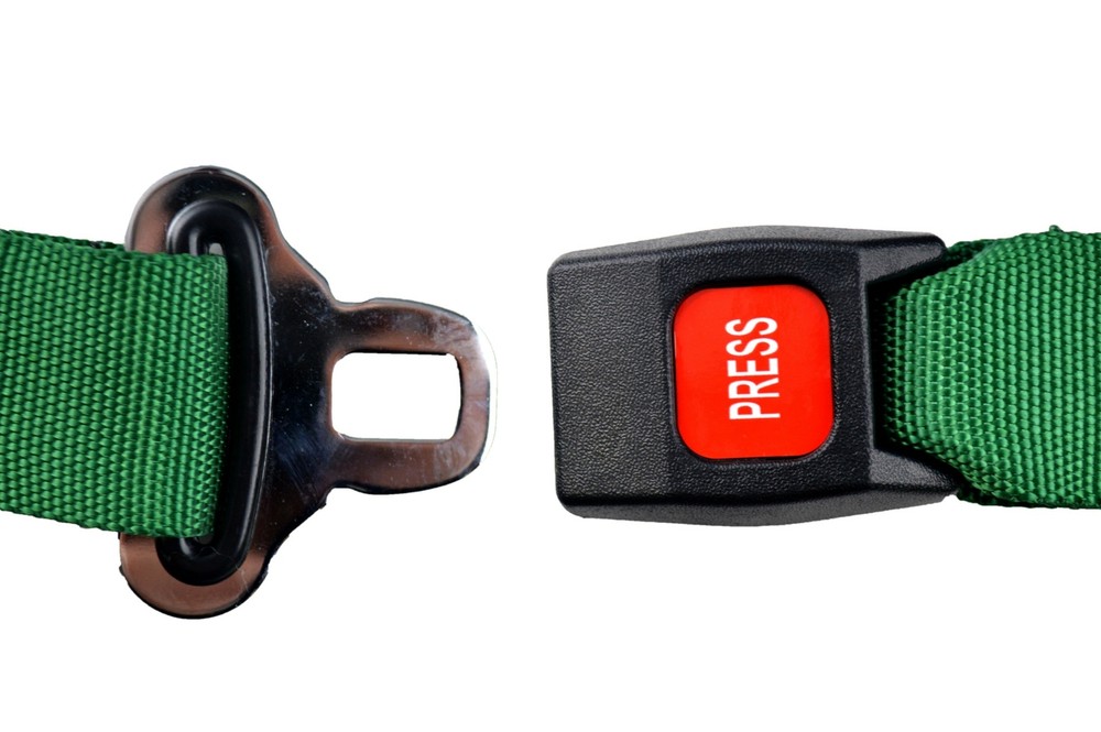 FLOOR MOUNT THREE POINT HARNESS BOLT IN PULL DOWN LAP BELTS DARK GREEN