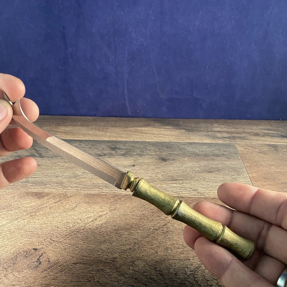 Bread Cocktail Knife Solid Brass Bamboo Shaped Handle