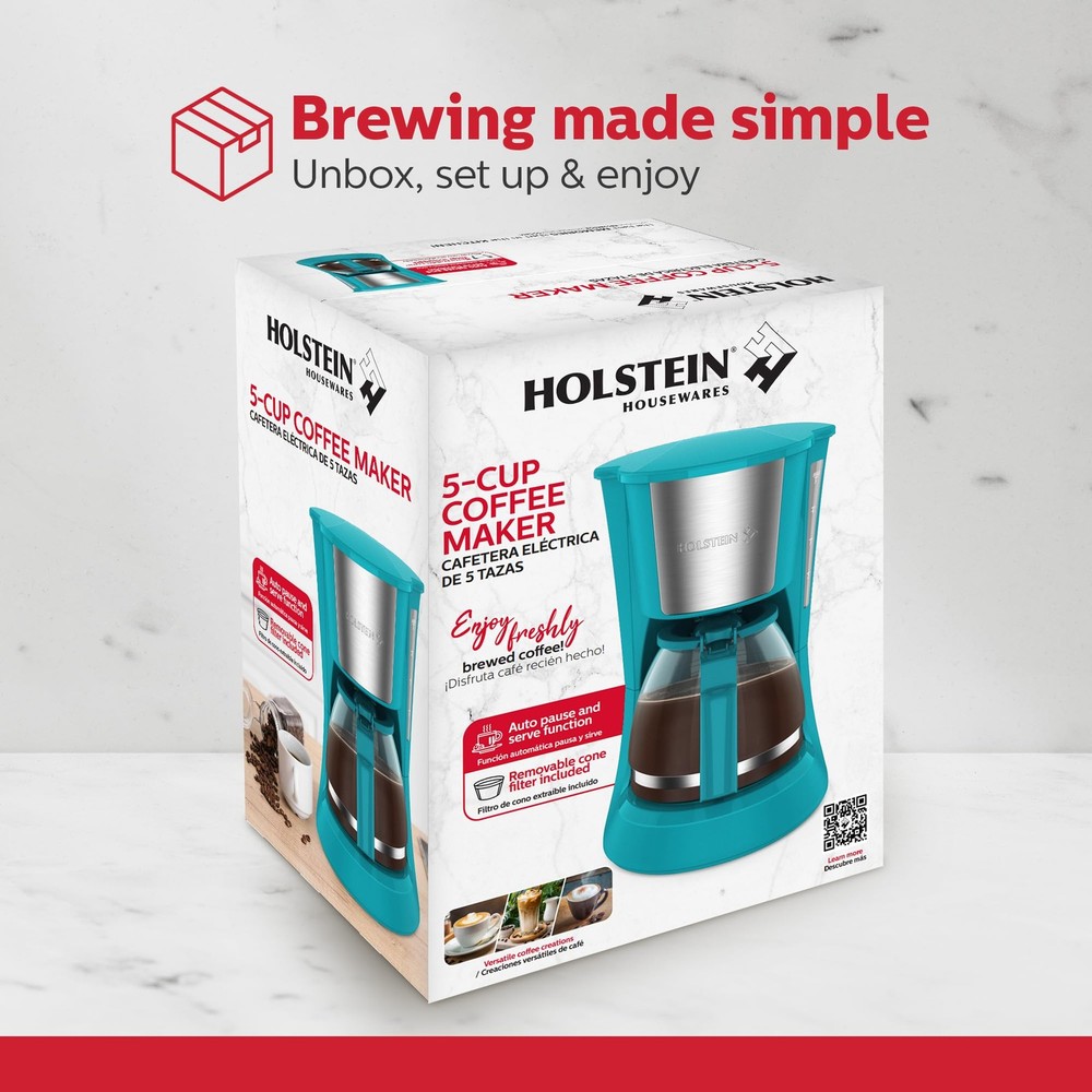 5 Cup Drip Coffee Maker – Compact and User-Friendly with Auto Pause & Serve, ...