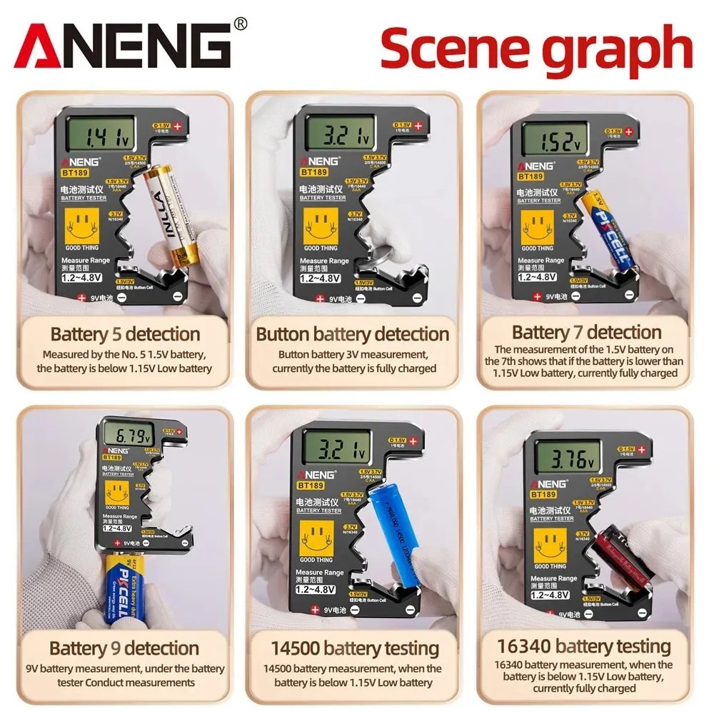 Battery Tester Checker Universal For AA AAA C D 9V 1.5V Button Cell Batteries US