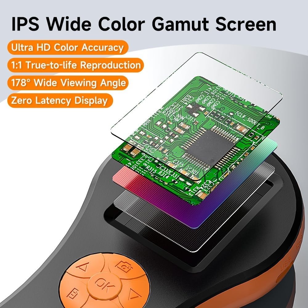 Handheld Digital Microscope with 2-Inch IPS Screen - 500X Magnification for Kids
