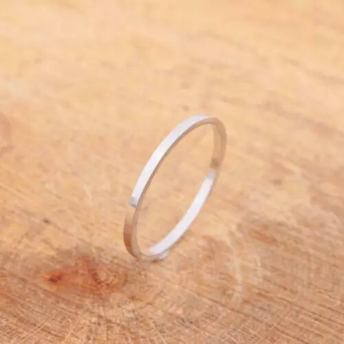 Plain Thin 1mm 925 Sterling Silver Square Profile Band Handmade Ring AK522