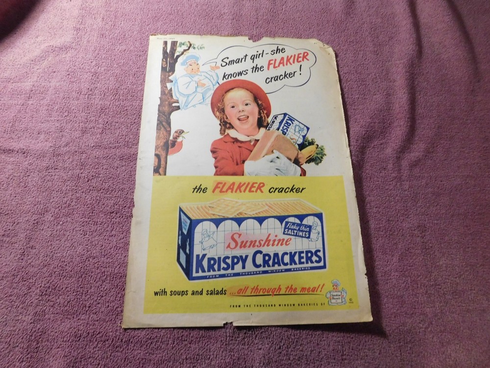 Vintage Newspaper Advertisement 1949 Sunshine Krispy Crackers