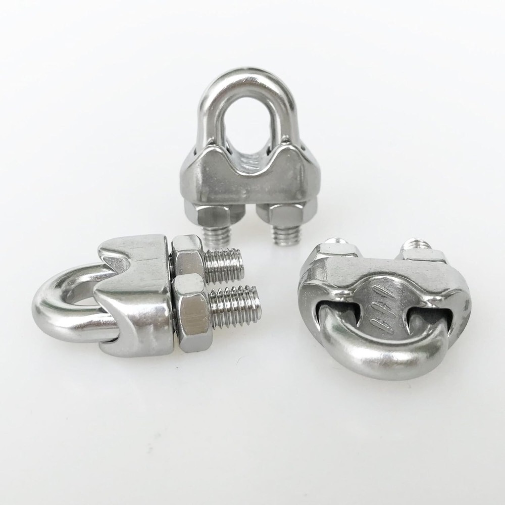 Versatile 12Pcs Stainless Steel Cable Clips for Rigging & Hanging Applications