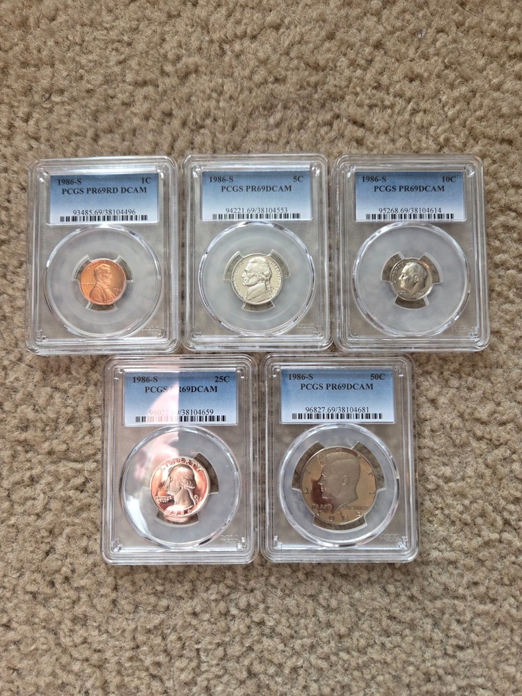 1986-S PCGS graded coin set PR69DCAM