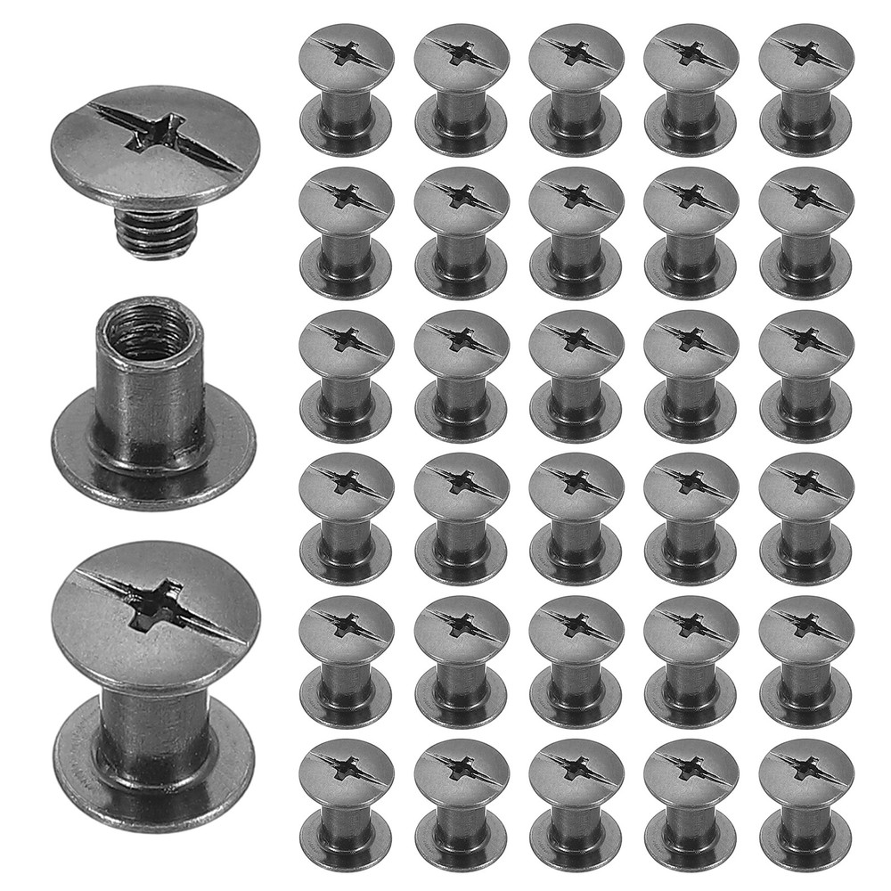 40 Sets M5x6mm Chicago Screw Rivets Metal Phillips Head, Black