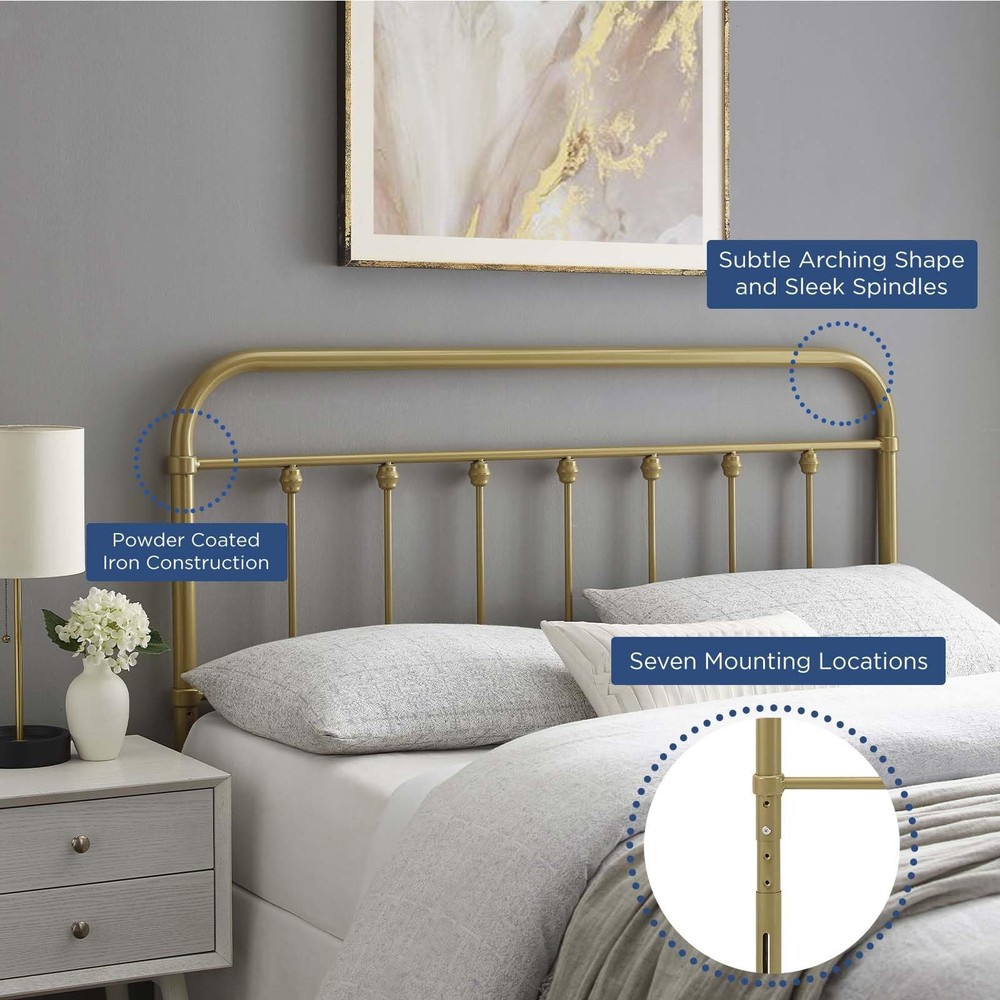 Modern Farmhouse Twin Metal Headboard Adjustable Height Rustic Decor Spindle ...