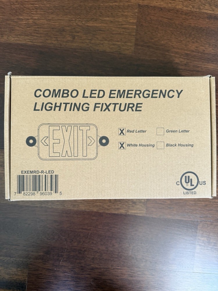 All LED Decorative Red Exit Sign & Emergency Light Combo with Battery Backup