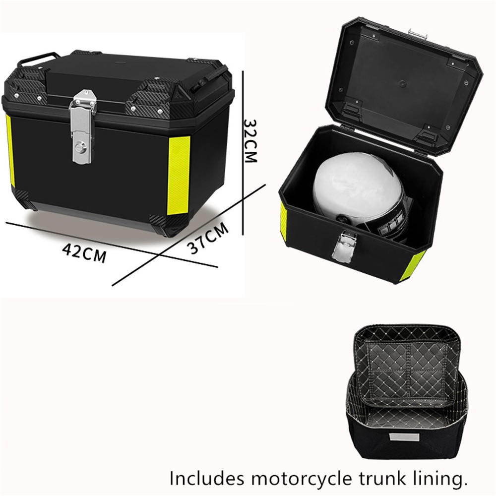 45L Motorcycle Helmet Waterproof Box Rear Luggage Tool Box with Lining