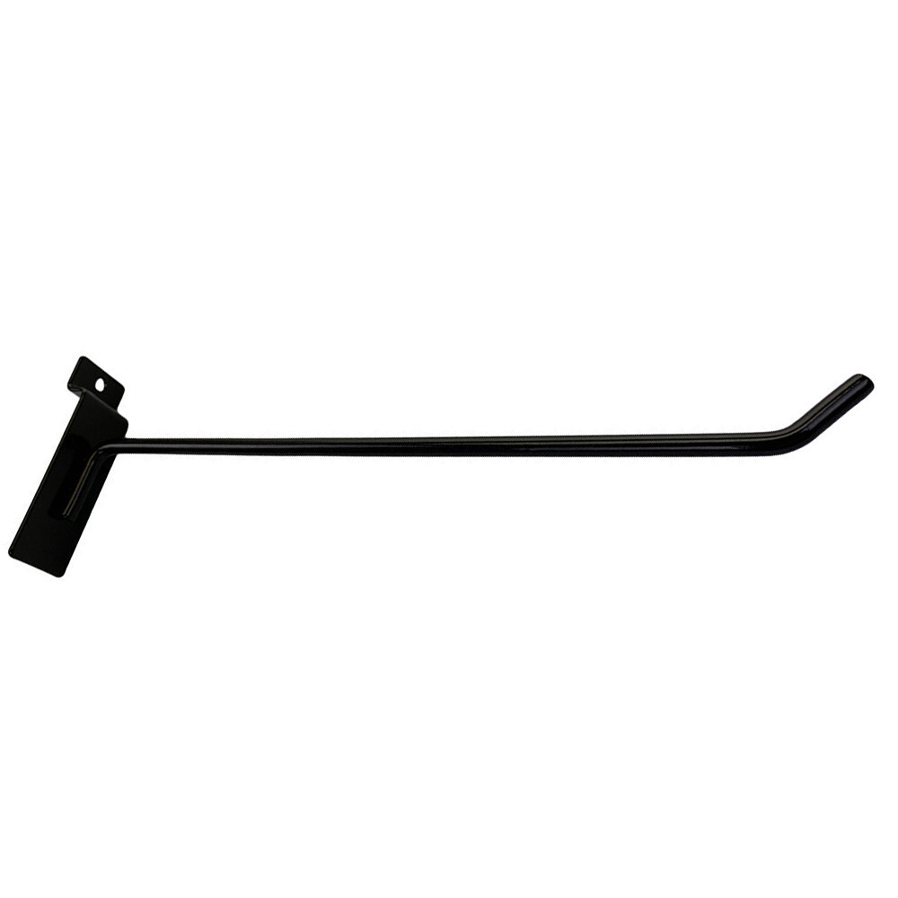 12" Slatwall Hook Panel Display Hooks, 1/4" Thickness Metal, Black - PACK 12