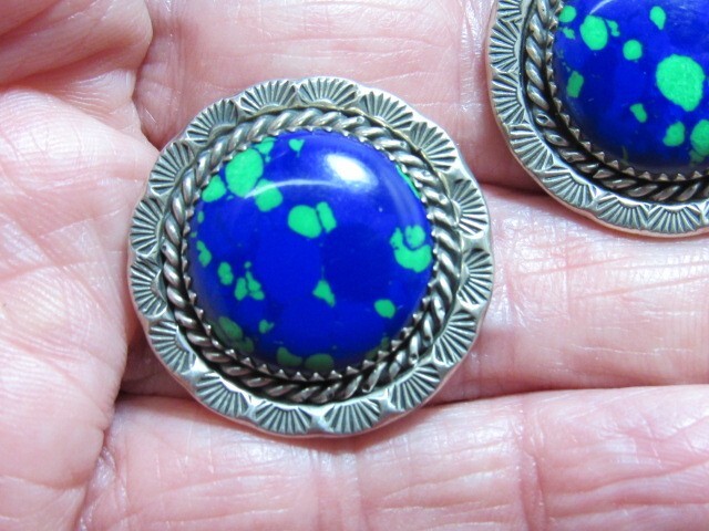 Sterling Silver Native American Azurite Earrings
