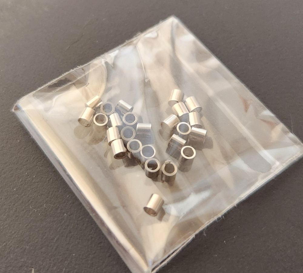 Two(2x) Sterling Silver Crimping Beads. 2mm x 2mm Tube, Solid .925 Silver (READ)