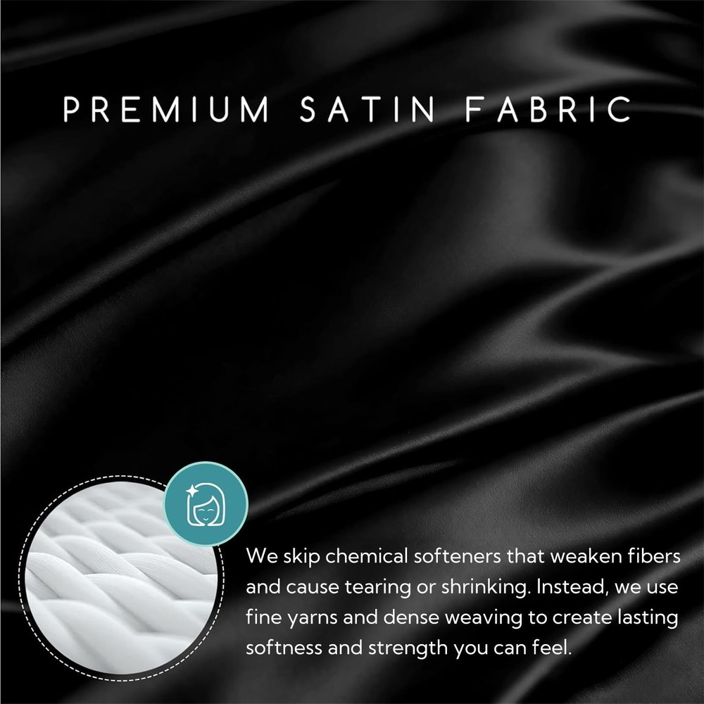 MR&HM Satin Bed Sheets, Queen Size Sheets Set, 4 Pcs Silky Bedding Set with E...