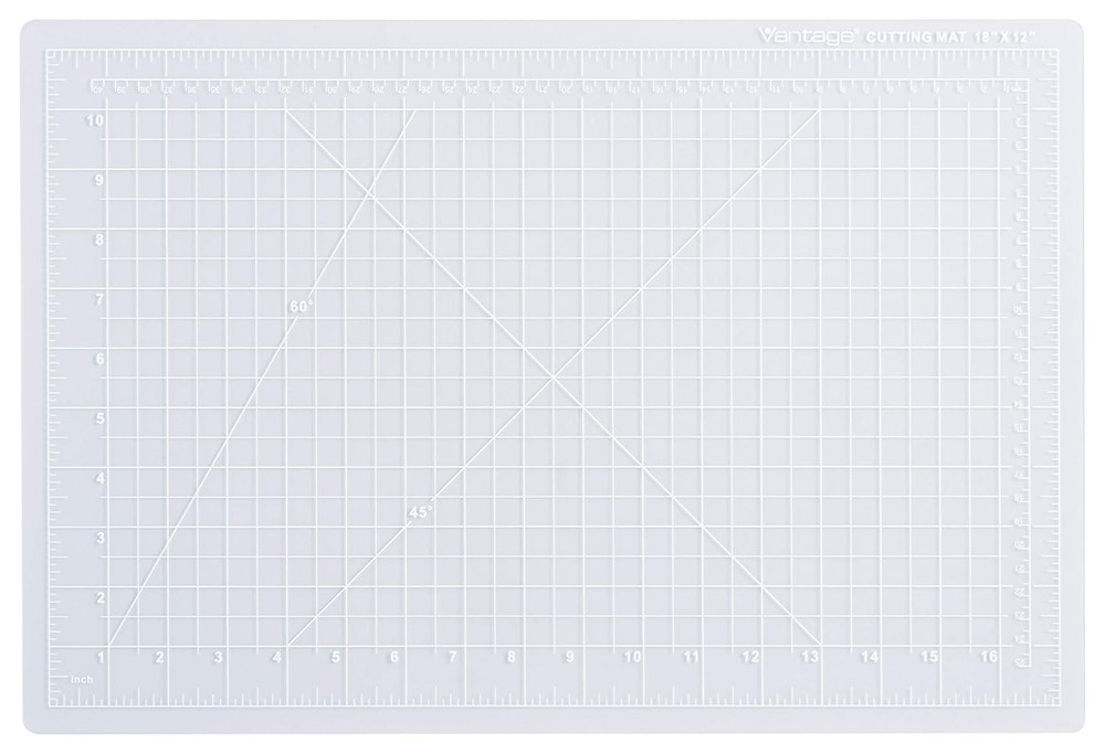 Vantage 10681 See-Through Premium Self-Healing Cutting Mat, 12"X18", 1/2" Grid,