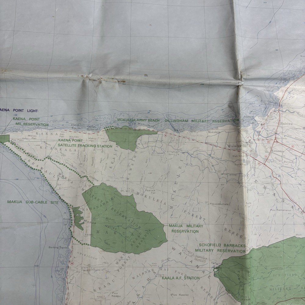 VTG Hawaii Military Installations Facilities Training Map DOUBLE SIDED 1976 BIG