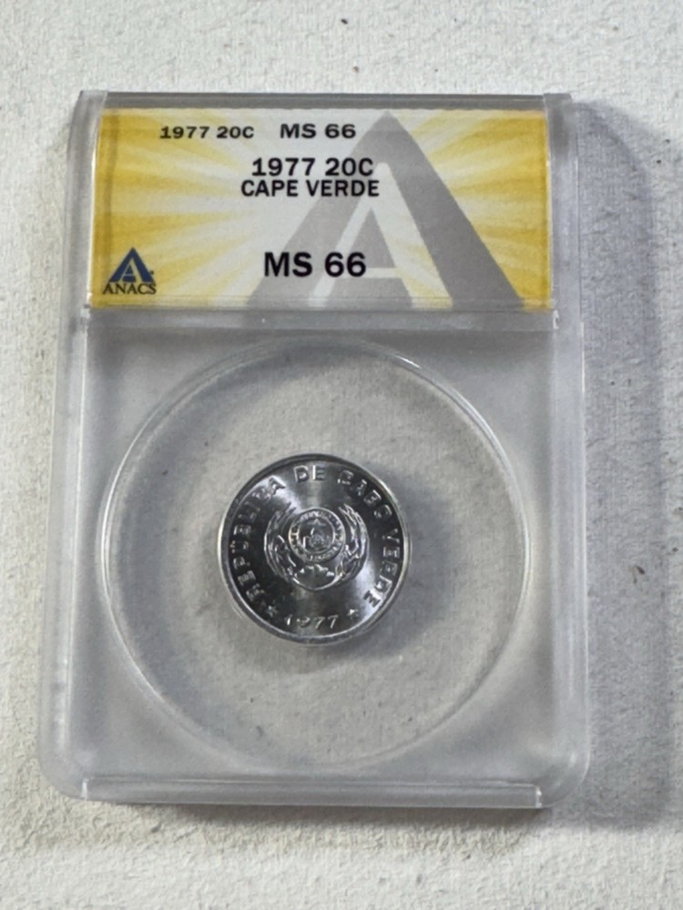 1977 Cape Verde 20 Centavos Graded MS 66 by ANACS