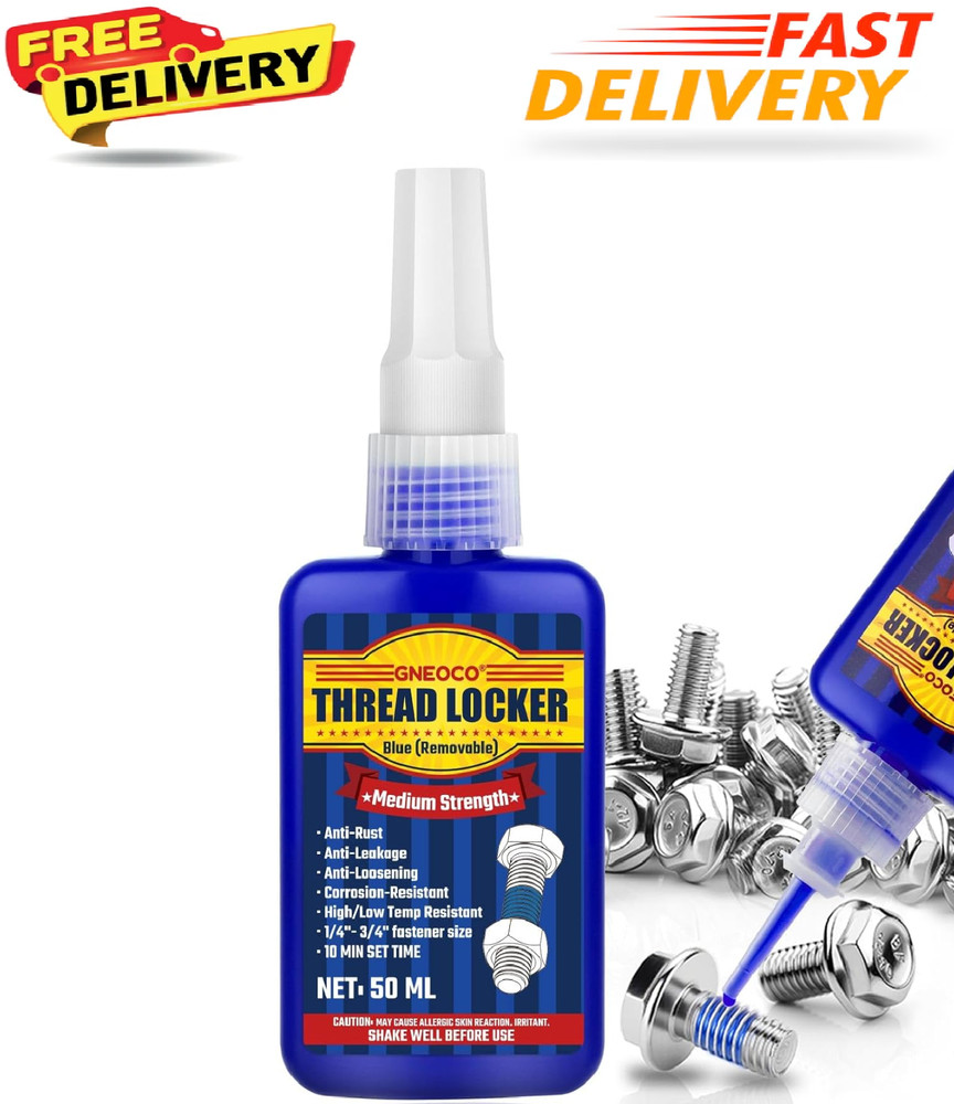 Thread Lock Blue, Threadlocker Medium Strength, Thread Locker for Nuts, Bolts,