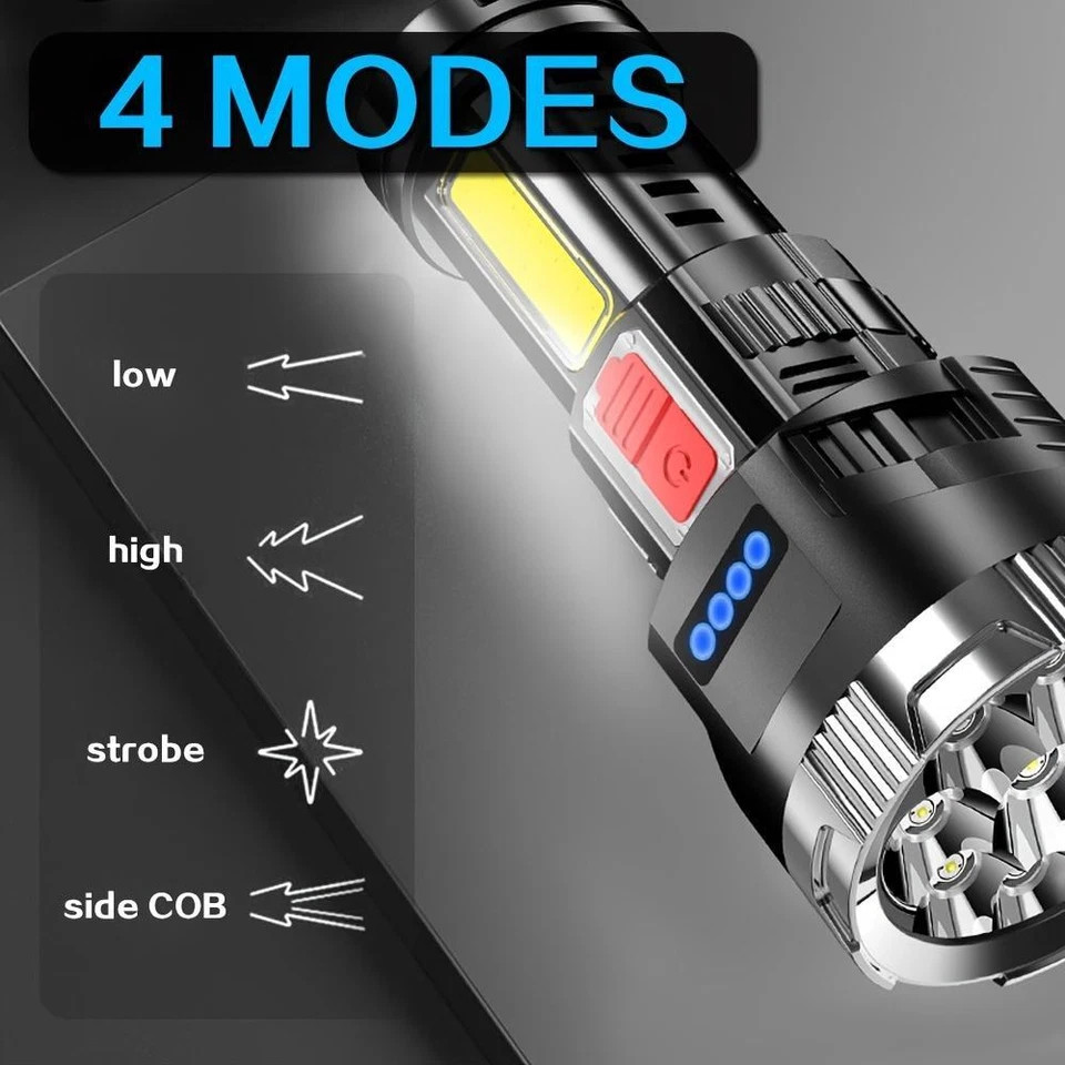 LED Super Bright Flashlight Rechargeable Torch Tactical Lamp USB & Battery