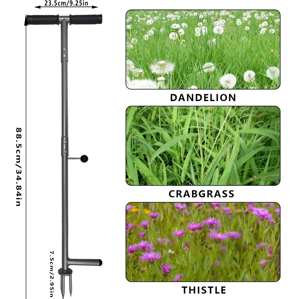 Upgraded Stand Up Weed Puller Tool - Heavy Duty 3-Claw Weeder for Lawn & Gard...