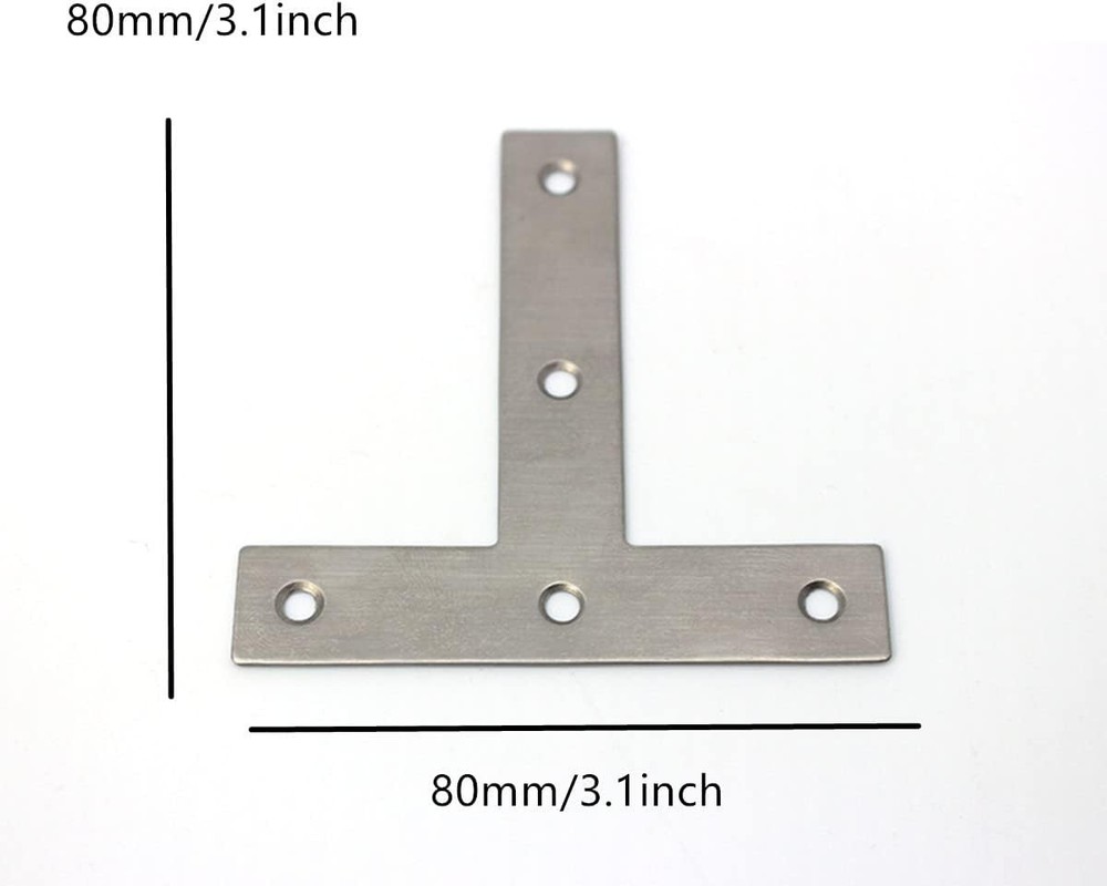 T Brackets, 10PCS Stainless Steel T Flat T Shape Medium, Silver