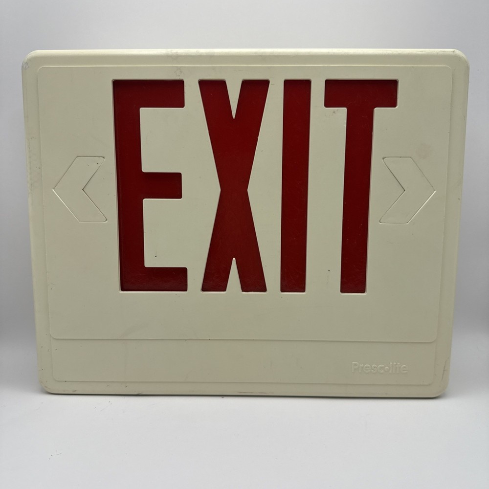 Vintage Prescolite White And Red Emergency Exit Sign Light