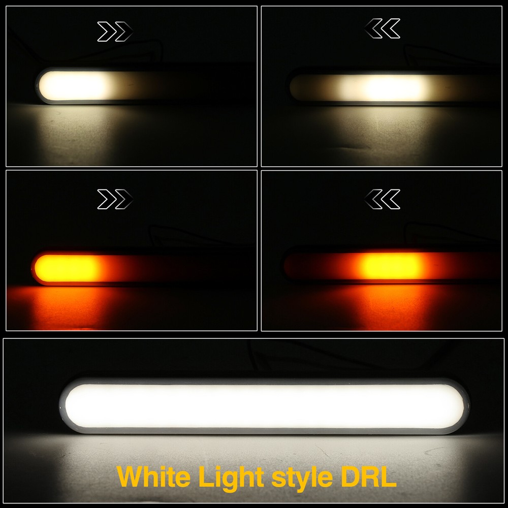 2x Switchback DRL Running Light Strip Amber White Sequential Flow Turn Signal &