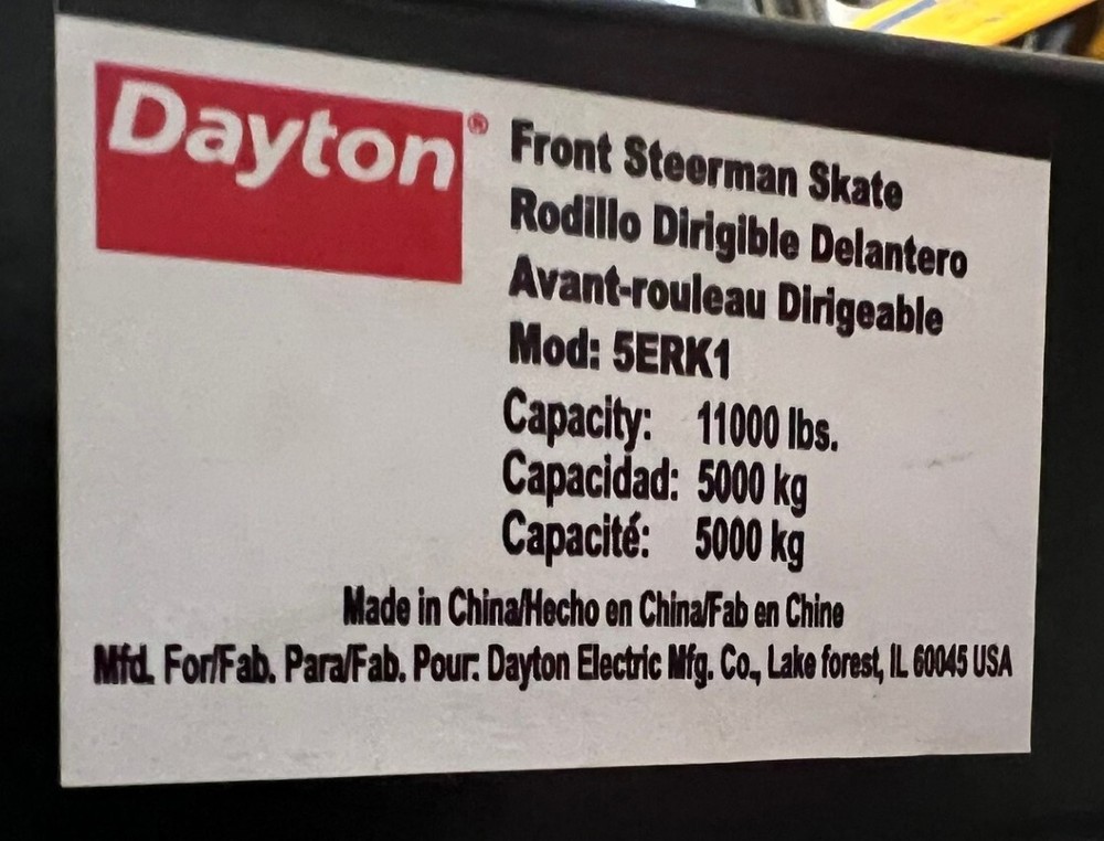 DAYTON 5ERK1 & 5ERK2 STEERMAN SKATE MACHINE ROLLER, FRONT & BACK, NEW!