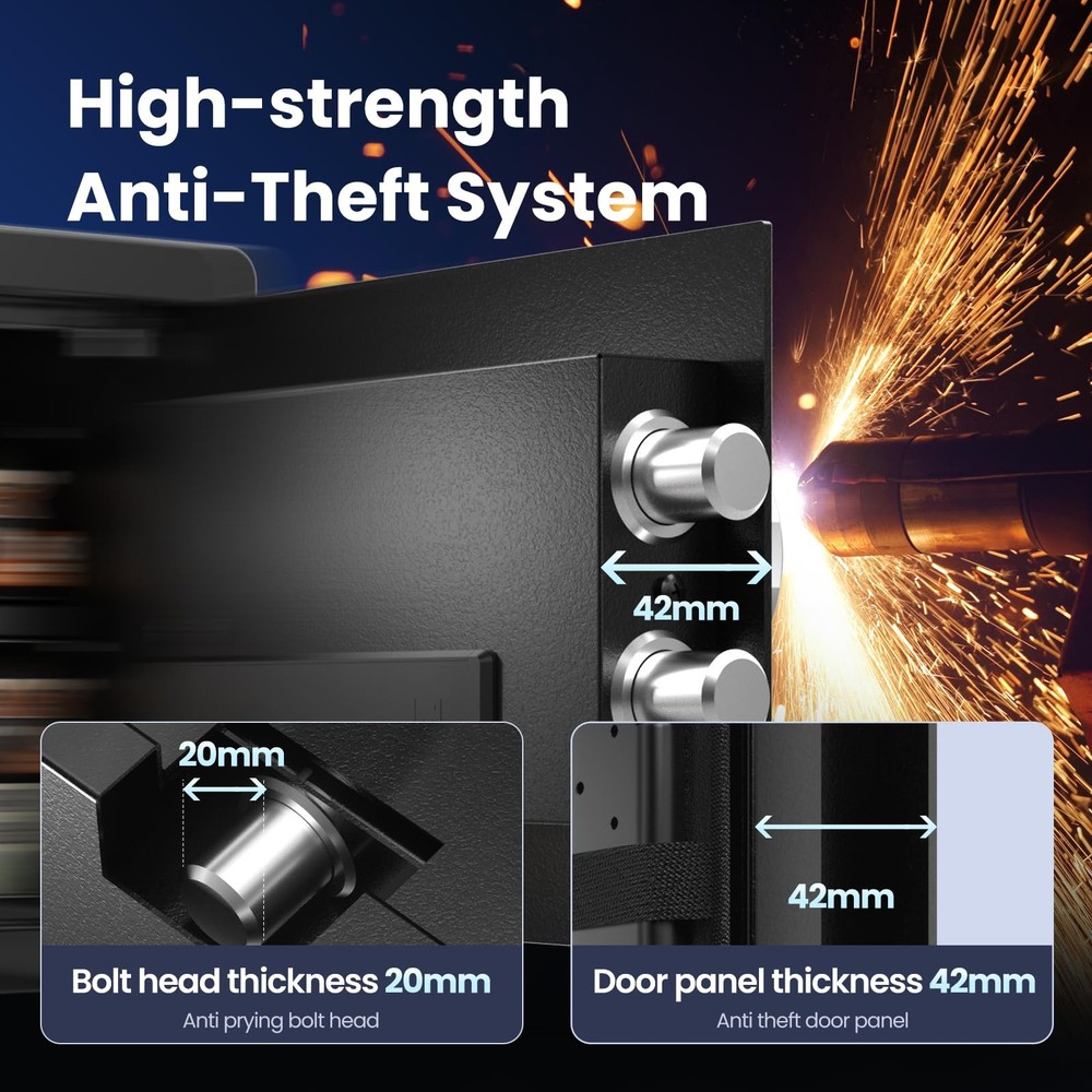 Smart Biometric Safe - (0.80 cu. ft.) Fingerprint Lock Box with Silent Mode, ...