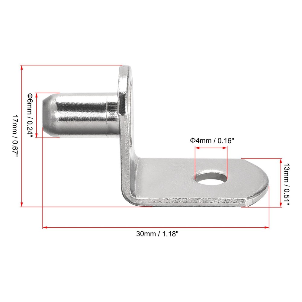 Peg support shelf, 5mm 6mm silver pin with hole, 60pcs