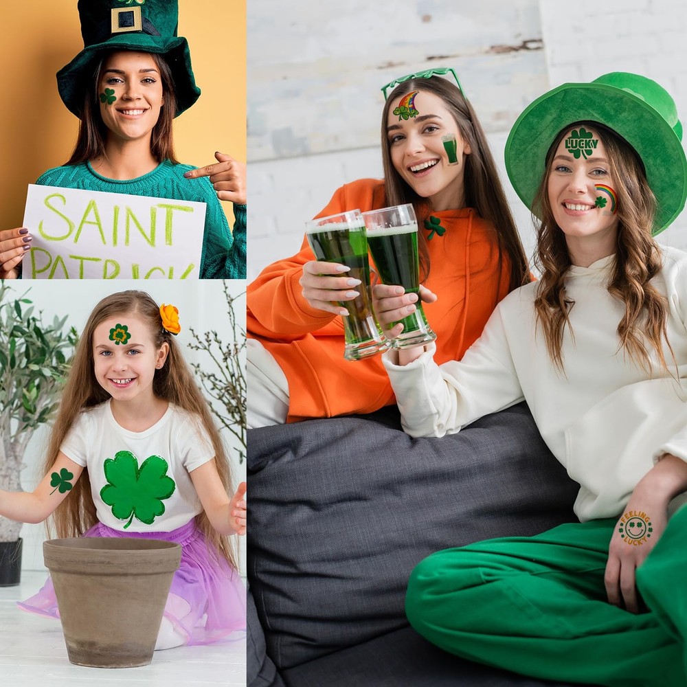 Glitter St Patricks Day Temporary Tattoos, 23 Sheets St Patricks Day accessor...