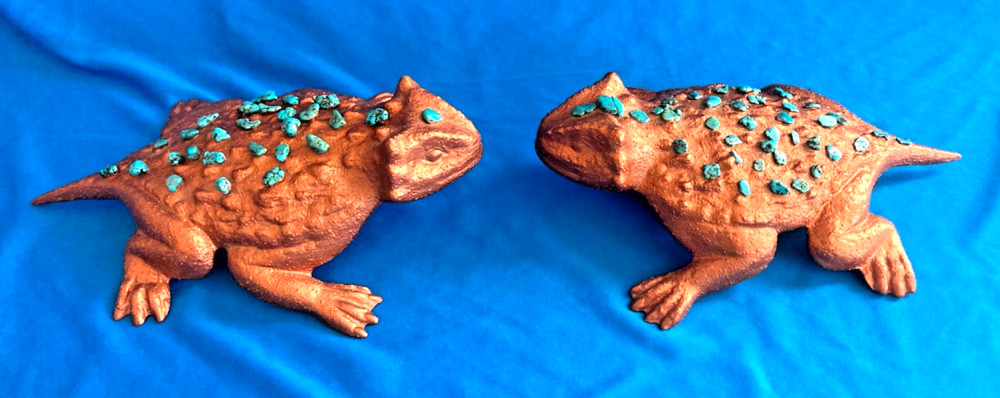 RARE Ceramic Reptile Creature Figurines Frogs Toads Lizards Turquoise Rock Decor