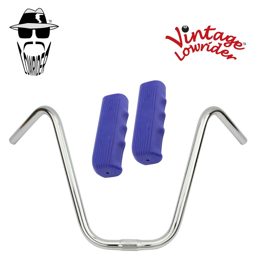Original Lowrider 13" 25.4 Ape Handlebar Chrome Custom 120mm Grip Solid/Blue